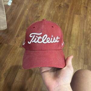 Titleist Tour Performance Red Adjustable Golf Cap Hat, White Embroidered Logo